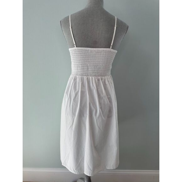 Vintage Y2k Cherokee White Smocked Eyelet Summer Sun Dress size Juniors XL 14/16 - Picture 2 of 7
